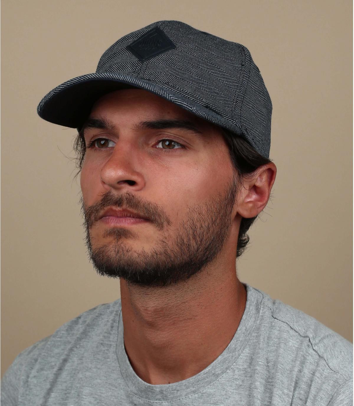 Herringbone curve cap 6 panel curved fishgrade navy